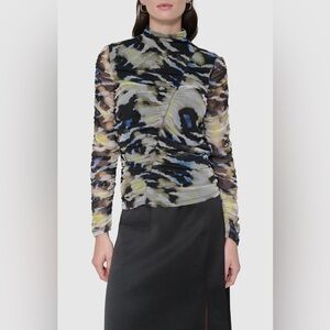 DKNY Abstract Mesh Long Sleeve Top Size Medium